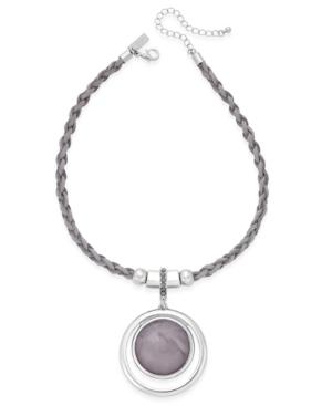 Inc International Concepts Silver-tone Faux-suede Pendant Necklace, Only At Macy's