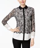Charter Club Petite Colorblocked Lace Shirt, Only At Macy's