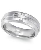Men's Diamond Accent Cross Band In Stainless Steel