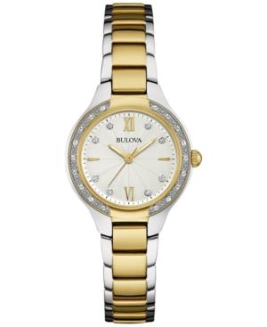 Bulova Women's Diamond (1/8 Ct. T.w.) Two-tone Stainless Steel Bracelet Watch 28mm 98r221