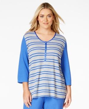 Nautica Plus Size Striped Henley Top