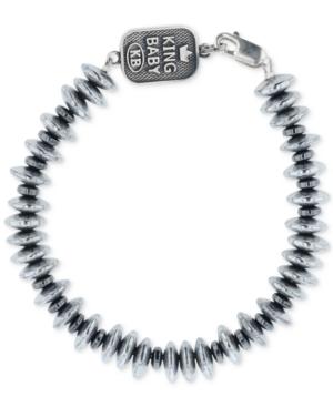 King Baby Men's Hematite (8mm) Disc Bead Bracelet In Sterling Silver
