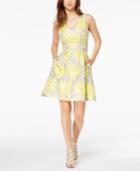 Donna Ricco Embroidered Fit & Flare Dress