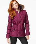 Urban Republic Faux-fur-trim Button-front Quilted Coat