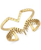 Bcbgeneration Gold-tone Stud And Chain Fringe Open Cuff Bracelet