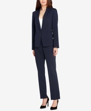 Tahari Asl Ticking-stripe Single-button Pantsuit