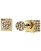 Bcbgeneration Gold-tone Pave Ball And Cube Front To Back Earrings