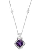 Amethyst (5-9/10 Ct. T.w.) And Diamond (1/10 Ct. T.w.) Pendant Necklace In Sterling Silver