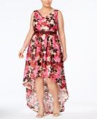Adrianna Papell Plus Size Embroidered High-low Gown