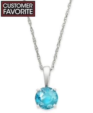 Blue Topaz Pendant Necklace In 14k White Gold (5/8 Ct. T.w.)