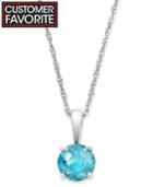 Blue Topaz Pendant Necklace In 14k White Gold (5/8 Ct. T.w.)