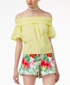 The Edit By Seventeen Juniors' Off-the-shoulder Eyelet Top, Only At Macy's