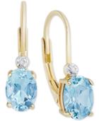 Birth Gemstone & Diamond Accent Drop Earrings In 18k Gold-plated Sterling Silver (available In All Birthstones)