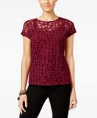 Inc International Concepts Petite Illusion-mesh Top, Only At Macy's