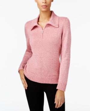 Karen Scott Wing-collar Zip-up Sweater, Created For Macy's
