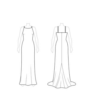 Fame And Partners Isla Lace Straight-back Dress With Train