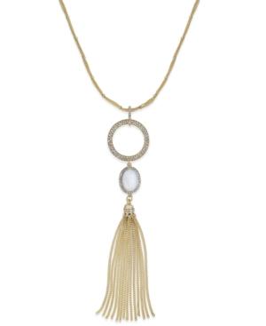 Inc International Concepts Gold-tone White Stone Tassel Necklace, Only At Macy's