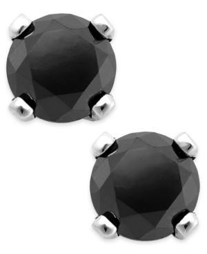 Black Diamond Round Stud Earrings In 10k White Gold (1/3 Ct. T.w.)