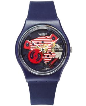 Swatch Unisex Swiss Porticciolo Blue Silicone Strap Watch 34mm Gn239