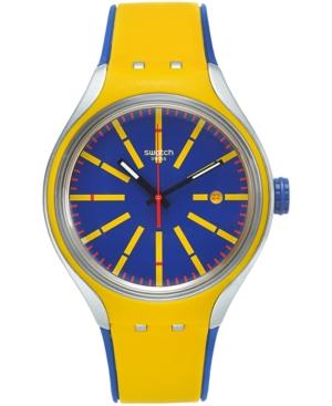 Swatch Unisex Swiss Stretch Yellow & Blue Silicone Strap Watch 41mm Yes4009