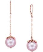Natural Pink Windsor Pearl (13-14mm) Drop Earrings In 14k Rose Gold