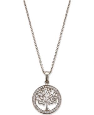 Giani Bernini Crystal Tree Disc Pendant Necklace In Sterling Silver