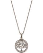 Giani Bernini Crystal Tree Disc Pendant Necklace In Sterling Silver