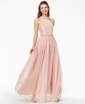 Speechless Juniors' Imitation-pearl Halter Gown, A Macy's Exclusive Style