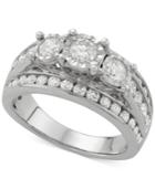 Diamond Multi-row Trinity Engagement Ring (2 Ct. T.w.) In 14k White Gold
