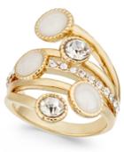 Inc International Concepts Gold-tone Multi-stone And Crystal Statement Ring