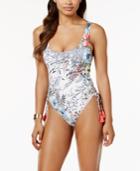 Vince Camuto Wildflower-print Lace-up One-piece Swimsuit Women's Swimsuit