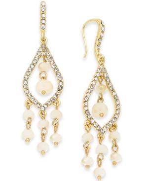 I.n.c. Gold-tone Pave & Bead Chandelier Earrings, Created For Macy's
