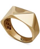 Polished Pyramid Cut Statement Ring In 14k Gold, Made In Italy