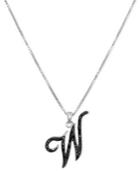 "sterling Silver Necklace, Black Diamond ""w"" Initial Pendant (1/4 Ct. T.w.)"