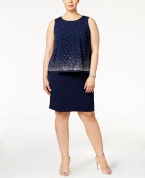 Jessica Howard Plus Size Embellished Popover Dress