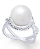 Charter Club Silver-tone Pave & Imitation Pearl Ring, Created For Macy's
