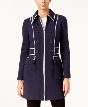Inc International Concepts Faux-leather-trim Peacoat, Only At Macy's