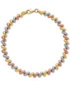 Tricolor Link Bracelet In 14k Gold, White Gold & Rose Gold