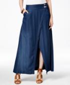 Inc International Concepts Faux-wrap Denim Maxi Skirt, Only At Macy's