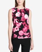 Calvin Klein Pleated-neck Printed Shell