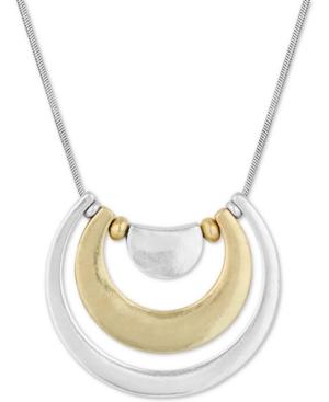 Lucky Brand Two-tone Half-loop Pendant Necklace, 29 + 2 Extender
