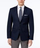 Calvin Klein Men's Slim-fit Navy Plaid Sport Coat