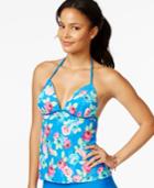 Hula Honey Rose-print Halter Tankini Top Women's Swimsuit