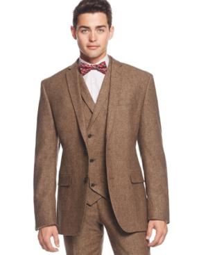 Bar Iii Brown Tweed Slim-fit Jacket, Only At Macy's
