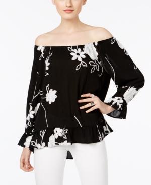 Inc International Concepts Embrodiered Off-the-shoulder Top, Only At Macy's
