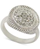 Lucky Brand Silver-tone Pave Textured Ring