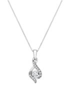 Diamond Teardrop Pendant Necklace In 14k White Gold (1/8 Ct. T.w.)