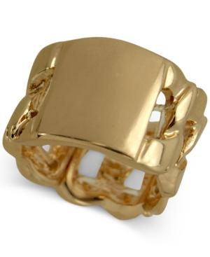 Guess Gold-tone Chain And Id Ring