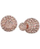 Anne Klein Rose Gold-tone Crystal Fireball Front And Back Earrings
