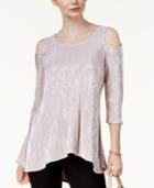 Alfani Pleated Metallic Cold-shoulder Top, Created For Macy's